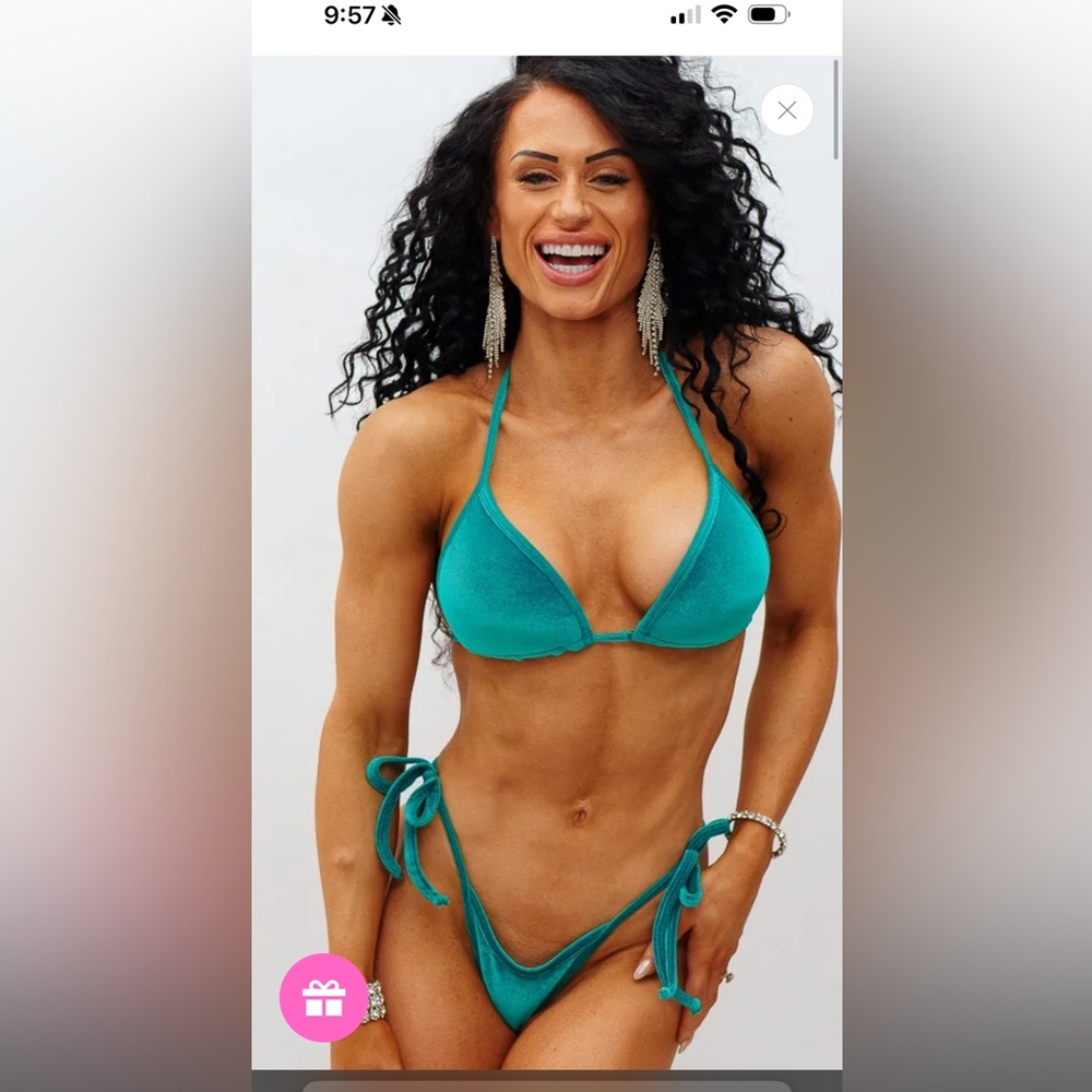 Toxic angelz Teal velvet Triangle String Bikini